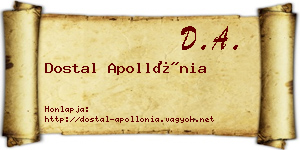 Dostal Apollónia névjegykártya